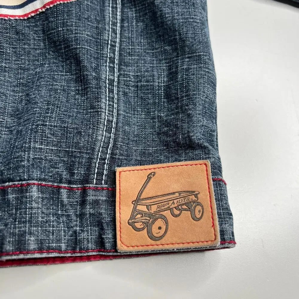 Vintage Radio Flyer Denim‎ Jacket Kids 2T Vintage Style Logo Patch Blue